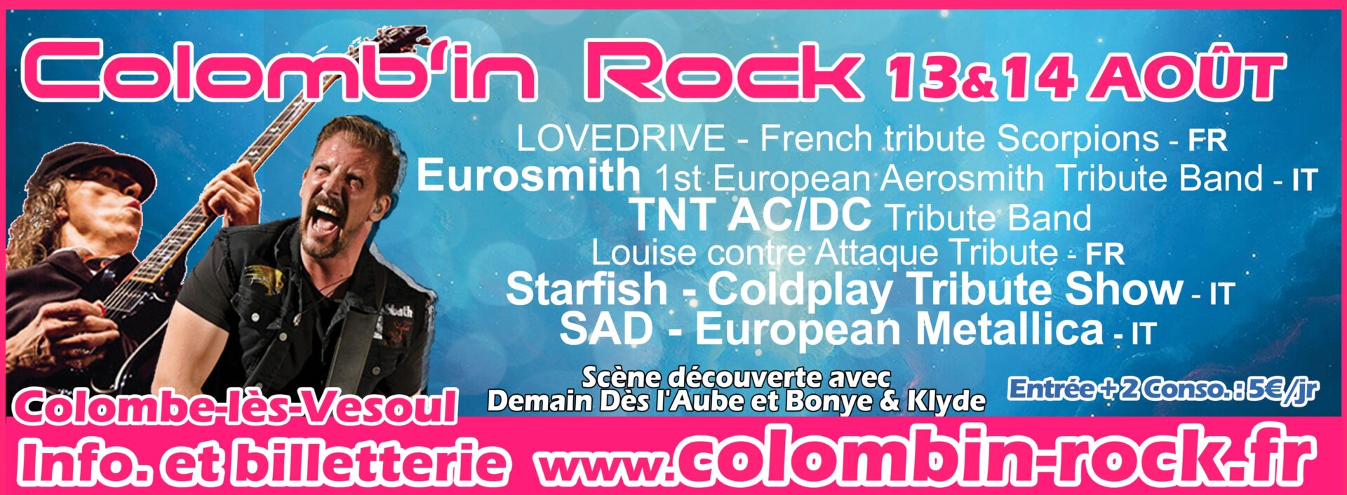 Colomb'in Rock Festival 13 et 14 Août 2023 Colombe les Vesoul Haute Saone
